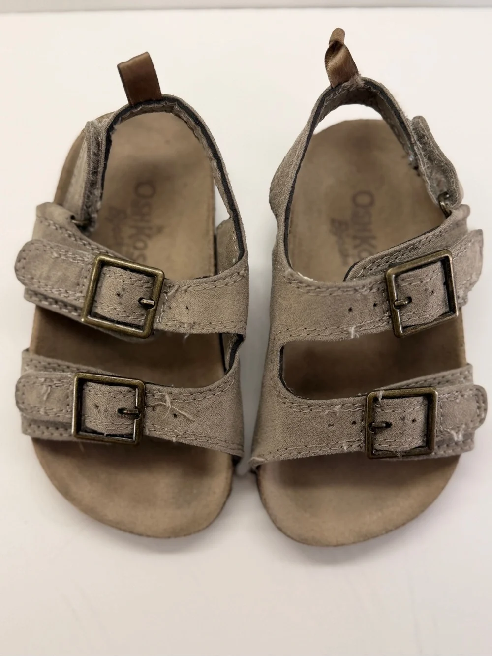 OshKosh B'gosh Taupe Suede-Look Double Buckle Kids Sandals